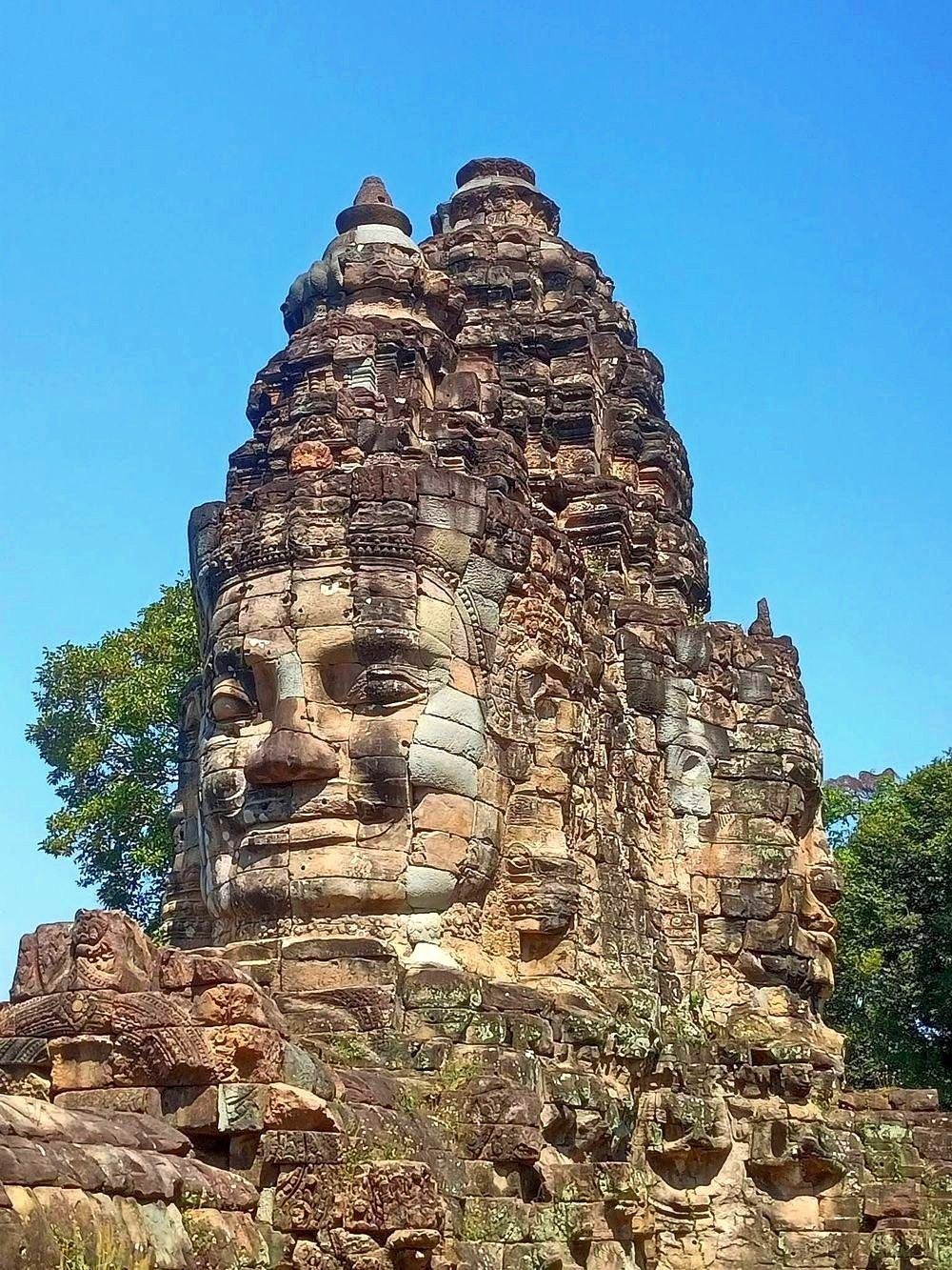 Carved stone face at Bayon Temple