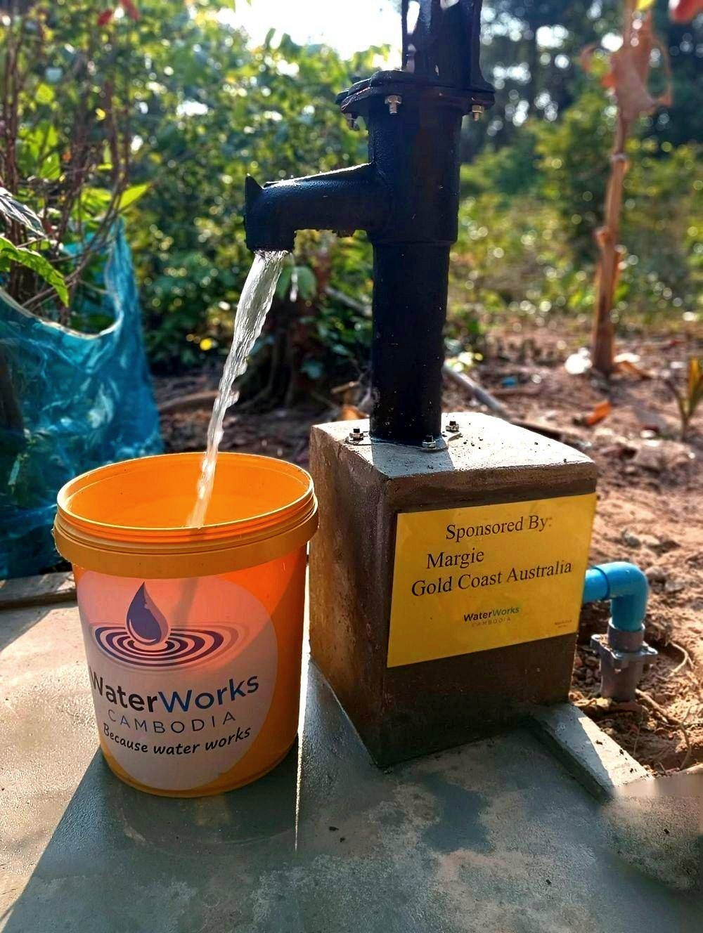 Clean water pouring from a new well
