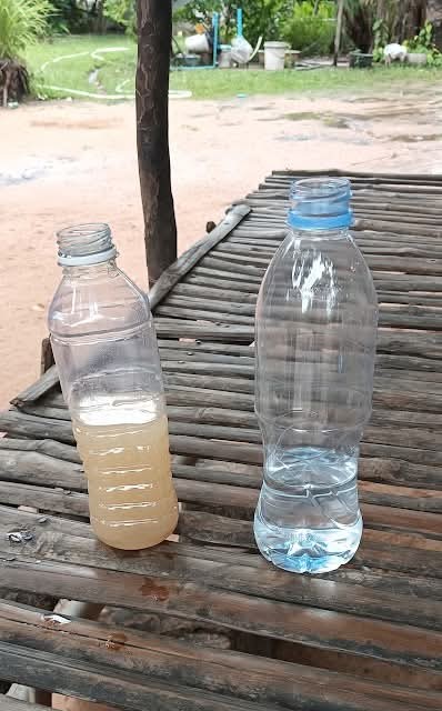 Spot the difference. Left: village water. Right: what you’ll be drinking.